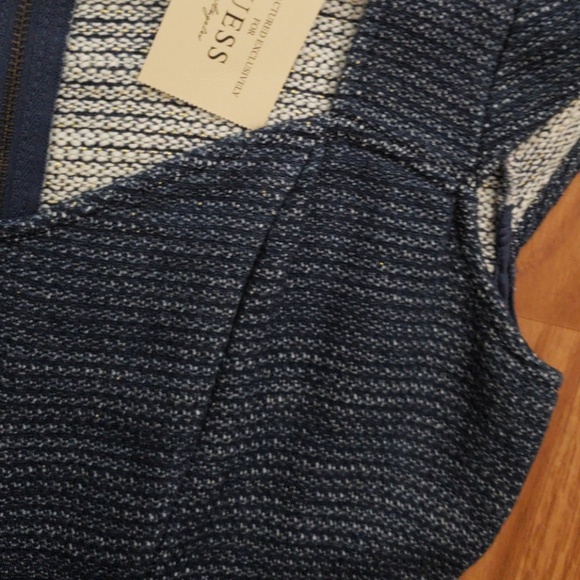 NEW GUESS  Indigo Cap-Sleeve Boucle Dress - Picture 7 of 7